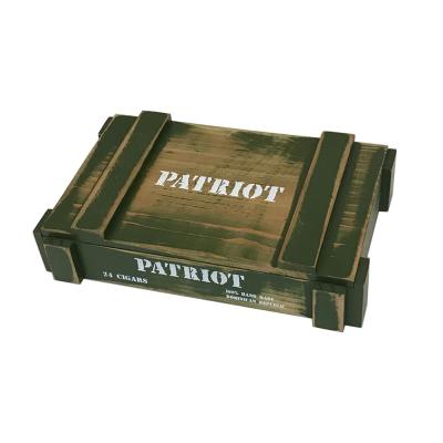 China Europe JUNJI Personalized Wood Rustic Patriot Vintage Wooden Military Box Storage Treasure Box for sale