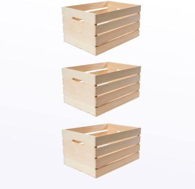 China Large Storage China Crates Wooden Boxes Unfinished Wooden Gift Crate Small Rustic Glass Mason Holders Wood Crate Farmhouse Style Decor for sale