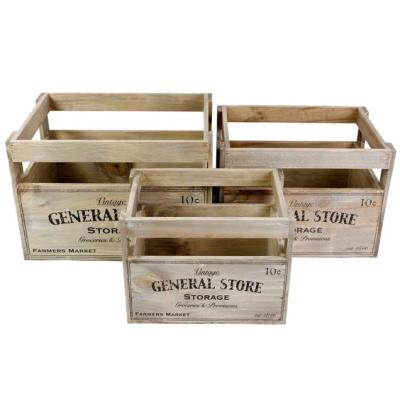 China Europe JUNJI Personalized Wooden Crates Wholesale Fancy Wooden Gift Box Gift Crate Set of 3 for sale