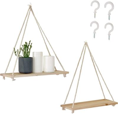 China JUNJI Light Reclaimed Wood Triangle Stocked Floating Modern Rustic Farmhouse Decor Plant Bathroom Living Bedroom Wall Hanging Shelf for sale