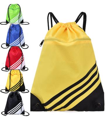 China Factory direct Multi-colors waterproof Multi-colors teens girls boys sports drawstring gym bag backpack string bag with Front Zipper Pocket for sale