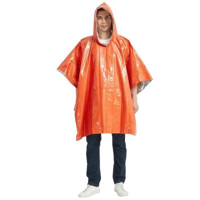 China Wholesale Outdoor Emergency Poncho Against Cold Keep Warm Aluminum Foil Single Person Raincoat Poncho for sale