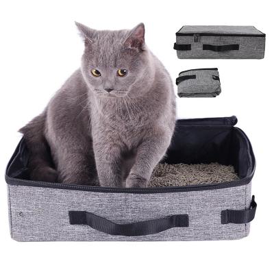 China Sustainable Lightweight Pet Fitted Handle Garbage Carrier Gray Gray Collapsible Portable Cat Travel Large Standard Trash Can for sale