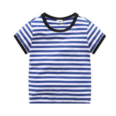 China Anti-pilling 100% cotton stripe custom made t-shirt loose fashion baby empty comfortable kids pique tops t-shirt for kids 2021 for sale