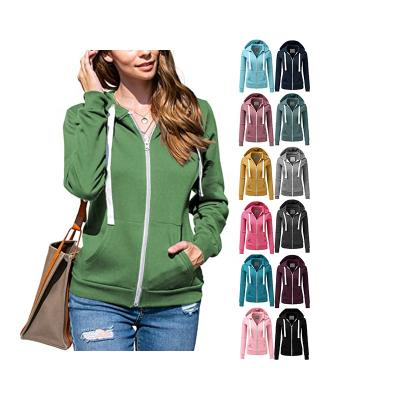 China Anti-Wrinkle Zipper Hoodie Sweatshirt Custom Women Lightweight Thin Hoodie Jacket Plus Size Zipper Hoodie With Pocket for sale