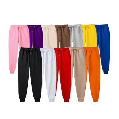 China Anti-Wrinkle Custom Sweat Pants Unisex Printed Pink White Women Track Pants Jogging Plain Fleece Joggers Mens Black Trousers for sale