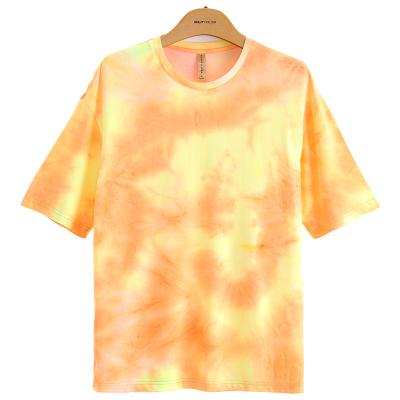 China Custom Multicolor Crew Neck Tie Dye Short Sleeve 100% Cotton Anti-Wrinkle T-Shirts for sale