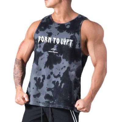 China QUICK DRY Men's Workout Tank Top Fashion Pure Cotton Tie Dye Camouflage Tank Top Sports Gym Fitness Summer Casual Wholesale for sale