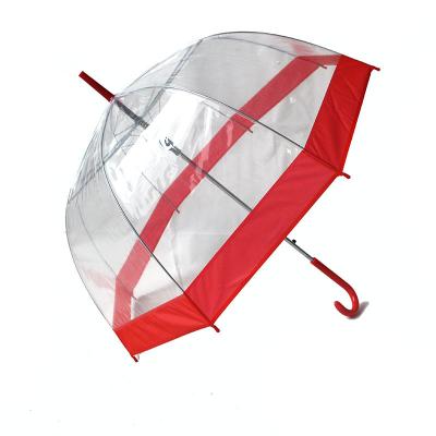 China Modern 23 Inch Color Handle Dome Coated Plastic Curved Semi-automatic Clear Umbrella for sale