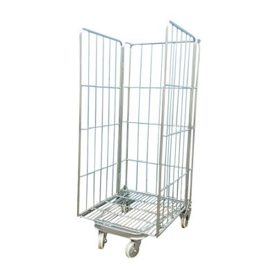 China Folding Trolley Metal Tool Oem Multi Layer Logistic Carts Stainless Steel Mouse 3 Doors Cage Trolley for sale