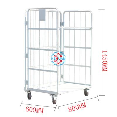 China Warehouserolling Logistics Folding Transport Roller Cage Trolley Caster Wheel Foldable Doorless Cage Trolley for sale