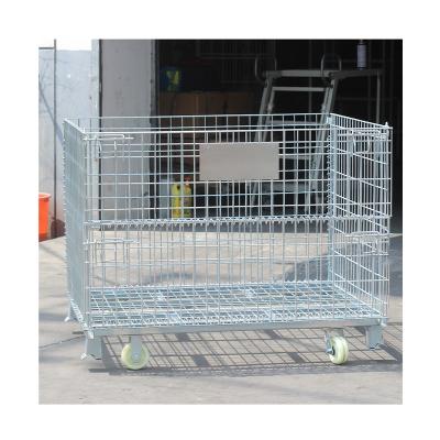 China OEM ODM Rectangular Collapsible Galvanized Wire Mesh Container Steel Storage Cage for sale