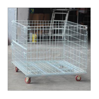 China Factory Customized Folding Mesh Wire Container Wire Container with Casters for sale