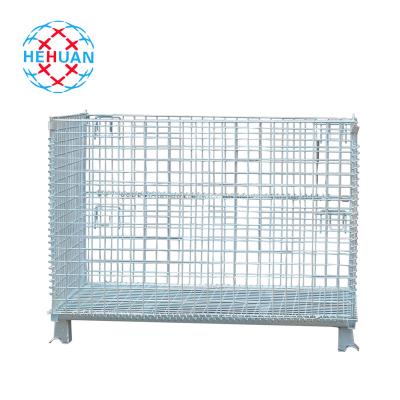 China Flexible Removable Collapsible Hypermarket Wire Mesh Storage Cage With Wheels for sale