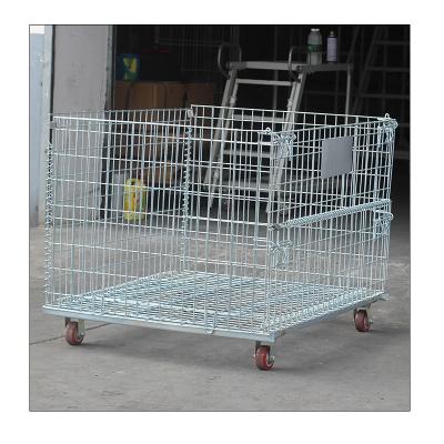 China Hot Sale Foldable Collapsible Steel Metal Wire Mesh Storage Cage Wire Mesh Storage Container Box for sale