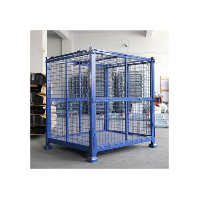 China Wire Mesh Pallet Collapsible Stainless Steel Cage Lockable Pallet Container for sale