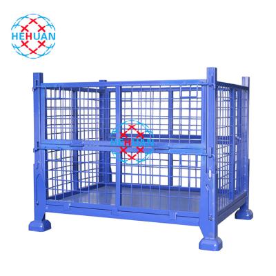 China Propane Storage Cage Square Box Zinc Mesh Metal Containers Foldable Stackable Wire Mesh Cages for sale