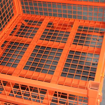 China Good Price Straight Wall Container Stackable Wire Mesh Cage With Mesh Bottom for sale