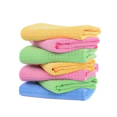 China Kitchen Factory Cheap Super Absorbent Weft Knitted Microfiber Cleaning Cloth 40*40cm Square Checkered Towel For Kitchen for sale