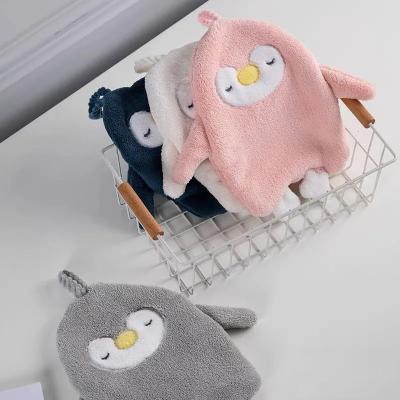 China 25*21CM Cute Absorbent Quick Dry Towel Multicolor Penguins Kids Safe Hanging Dry Lovely Hand Towels Cloth Kitchen Towels For Bathroom for sale