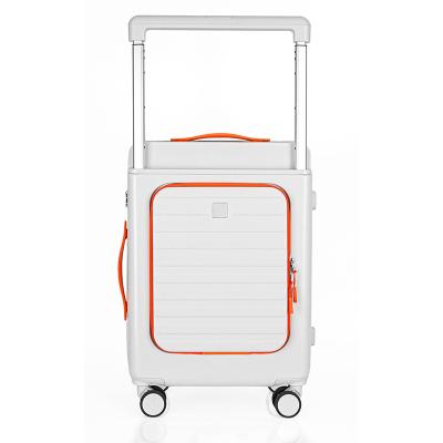 China Long travel High Quality  ABS+PC New design style with cup holder wide handle trolley bag  Travel  Suitcase for sale