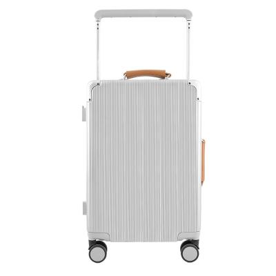 China Long travel 2024 best high quality  ABS+PC luggage  wide trolley  luggage Travel  Suitcase Aluminum  Carry On Luggage for sale