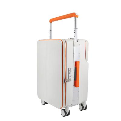 China Long travel 2024 hot selling New design wide trolley luggage full PC suitcase with usb hubs and bounce TSA lock for sale