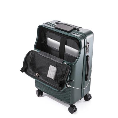 China Long travel 2024 multifunction suitcase front opening Luggage Hard Luggage with Usb charger for sale