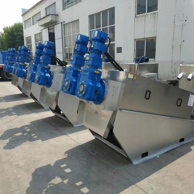 China 3580mm*1320mm*1760mm Size Multi Plate Sludge Dewatering Screw Filter Press Machine For Municipal Wastewater Treatment for sale