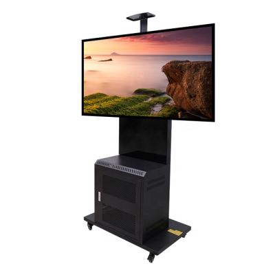 China Steel Conference Wheels Wooden TV Cart TV Cart With Wheels TV Stand Cart 50-86 Inch Screen for sale