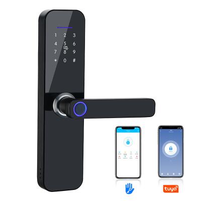 China Cheap Aluminum Alloy Smart Door Lock Fingerprint Remote Control Door Lock with TT Lock APP/Tuya APP with WIFI and Time Records for sale