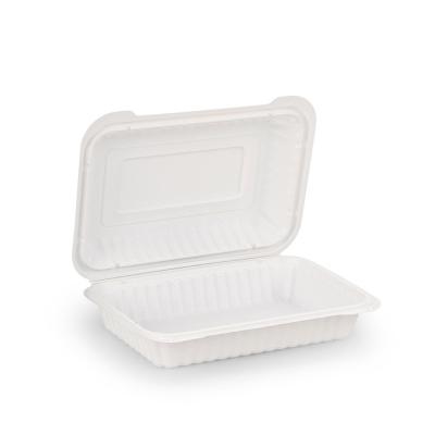 China One Time 28oz Paper Lunch Box Burger Container Clamshell Microwavable Hinged Disposable Containers for sale