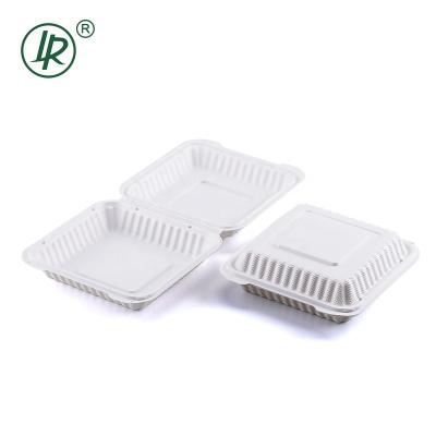 China 7inch Food Grade Microwavable Restaurant Fast Food Packing PP Plastic Box Microwave Square Food Container for sale