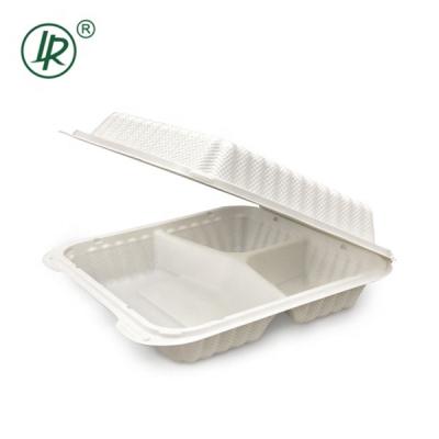 China Prpe Meal Plant 7inch Clamshell Food Containers 3 Compartment Microwavable Disposable Food Container for sale