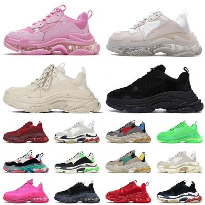 China Men Luxury Women Crystal Bottom Leather Casual Low Designer Triples Active Running Sports Sneaker Good Quality Top Lace Up With New Trainers Clear Sole Sneaker for sale