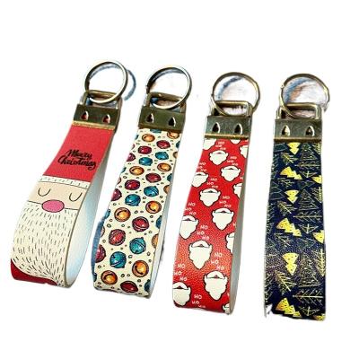 China Hot Selling Leather Printed Santa Christmas Lanyard Decoration/Key Chain Promotion Gift for sale