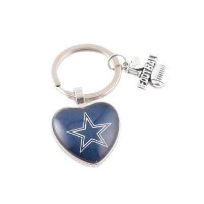 China Hot Sales Metal I Love American Football Football Team Logo Heart Shape Metal Nfl Keychains 32 for sale