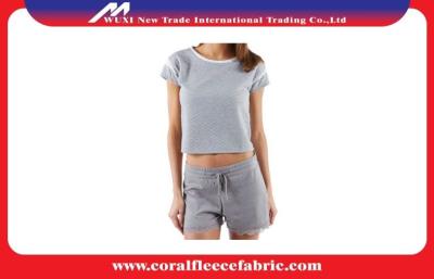 China Women's Summer Cropped Casual Home Wear , Breathable Girls Pajamas 100% Polyester for sale