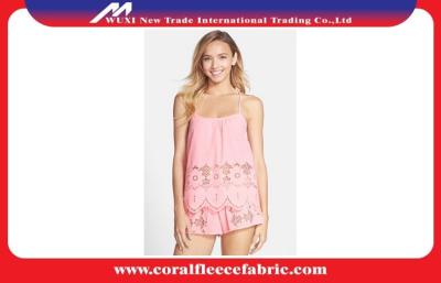 Cina Pigiami 100% delle signore del cotone, Camisole dell'occhiello di estate delle signore rosa & brevi insiemi del pigiama in vendita