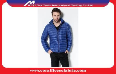 China Fashion Nylon Lightweight Puffer Hoodie Down Jacket for Men , Blue / Black for sale