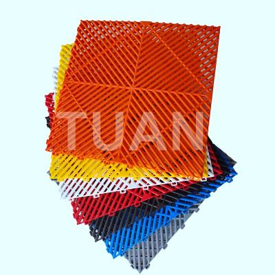 China Industrial 40*40*1.8cm pp plastic floor tiles for garage and car wash floor for sale