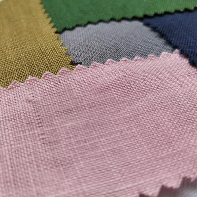 China Stretch 100% Linen Weight 200gsm Plain Fabric For Round Fiber Color Linen Autumn Long Suit Dress Sustainable Fabric for sale