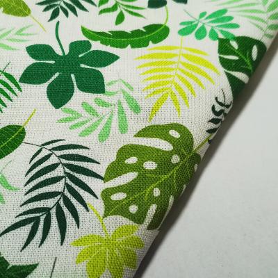 China Organic Linen Cotton Blended Fabric For Garment Tropical Plants Ramie Flax Cotton Blended Fabric Customized Design Digital Printed Pattern for sale