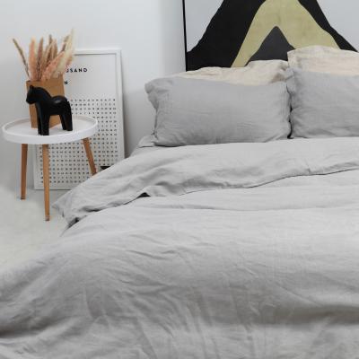 China Plain Dyed 100% Woven Bedding Set Nondisposable Linen Fabric Washed Duvet Cover Linen Sheets Custom Design for sale