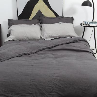 China Nondisposable Home Linen Bedding Set Plain Dyed Bed Flat Sheet Duvet Cover Woven Linen Comforter Set Custom Design for sale