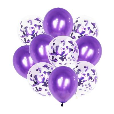 China Cheap Price 10 PCS Multicolor Helium Chrome Latex Wedding Party Birthday Celebration Balloons Rose Gold Party Decoration 12 INCH Confetti Balloons With Ribbon for sale