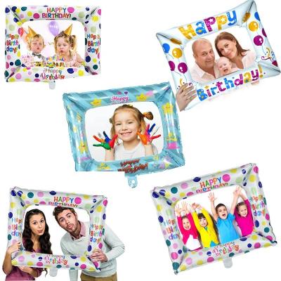 China Environmental Friendly Birthday Party Wedding Decoration Baby Shower Photo Booth Props Inflatable DIY Kit Aluminum Foil Balloons Selfie Photo Frame for sale