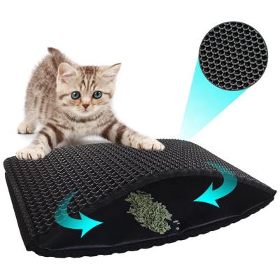 China Universal Travel Foldable Waterproof Garbage Catching Mat Dispersion Control Double Layer Eva Double Layer Cat Litter Mat for sale