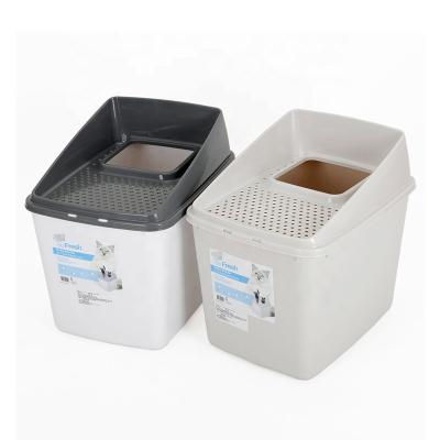 China Top Entry Cat Toilet Box Oversized Deodorant Corridor Viable Splash Proof Fully Enclosed Cat Litter Box with Cat Litter Scoop for sale