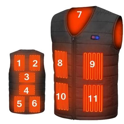 China Winter Zone 11 USB Rechargeable Battery Heating Sustainable Clothing Smart Jacket Warm Heated Vest for sale